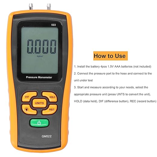 Digital Differential Pressure Manometer Air Pressure Meter with USB Interface for HVAC Fans Blowers Filter Resistance Measurement