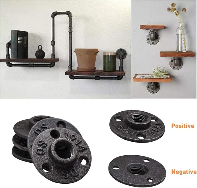1/2" Floor Flange, 40 Pack MalleableIron Threaded Pipe Flange for Industrial vintage style, Flanges with Threaded Hole for DIY Project/Furniture/Shelving Decoration (40, 1/2 Inch)