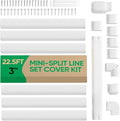 3" 22.5Ft Mini Split Line Set Cover, PVC Ductless Air Conditioner Decorative Pipe, Pump Covers, AC Line Cover Kit, for Outside Units Air Conditioners & Heat Pumps, All in One Set