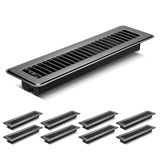 8PCS Floor Vents Floor Registers 2x12 Inch, Heavy Duty Metal Hot Air Vent Covers 2x12 Inch with Rust-Proof Finish for Home Heater Floor Vent Grilles and Vents