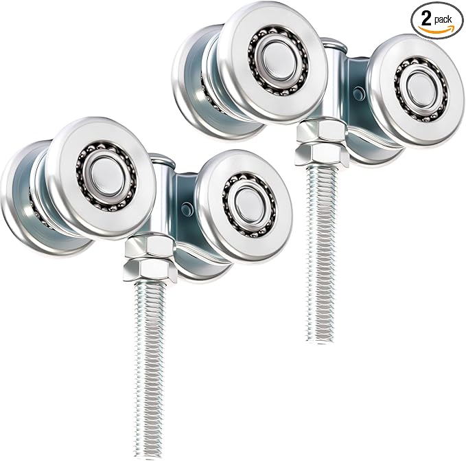 2Pcs Wheel Trolley Assembly Barn Door Rollers for 1-3/4" Wide and 2-1/4" or Taller Rail Hanging Track, Trolley Hanger for Sliding Barn Door for Garage