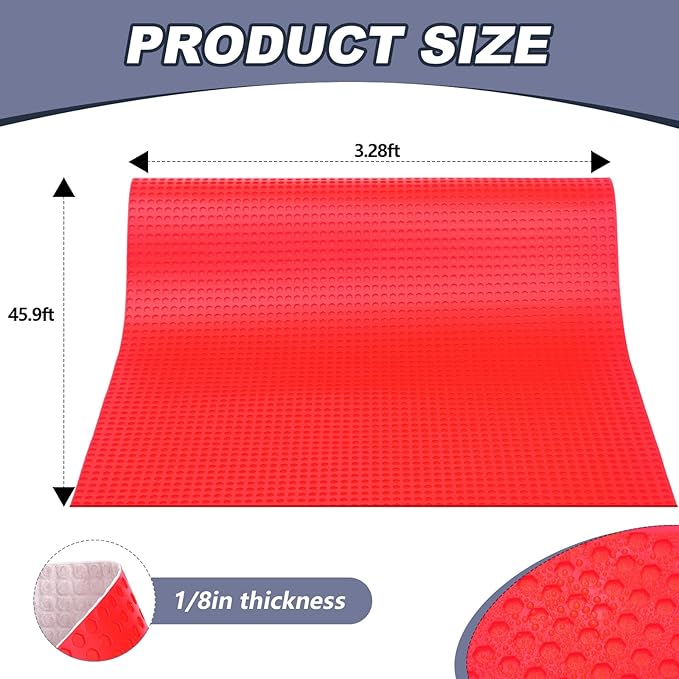 150 Sqft Uncoupling Membrane for Tile 1/8''(3mm) Thick Waterproofing Membrane Crack Prevention Anti Fracture Flooring Underlayment for Bathroom Shower Kitchen Basement(Red)
