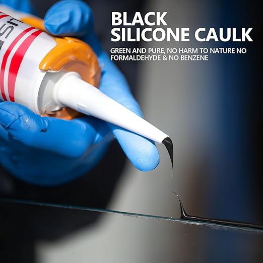 Black RTV Advanced Silicone Sealant & Caulk (12x10 fl.oz), 100% Silicone Black Caulking Waterproof for RV, Kitchen, Bath, General Use, Window, Door, Glass, Marine, Low Odor & Anti Shrink