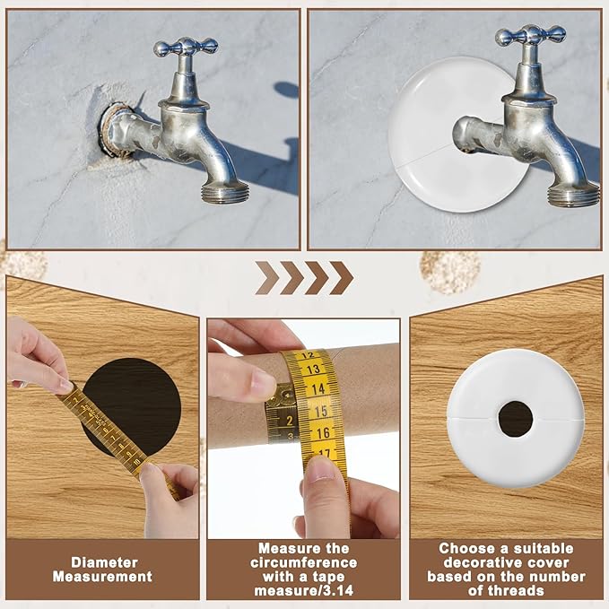 2 Pcs Wall Split Flange, ABS Round Self Adhesive Escutcheon Plate, 17mm Buckle Design Plumbing Cover Plates for Faucet, Bathroom, Kitchen, Toilet Decorative (White)