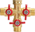 Garden Hose Splitter 3 Way, Heavy Duty 3-Way Brass Valve Garden Hose Splitter With Stainless Steel Long Handle, Full Flow Hose Splitter Connector, Valve 3/4 Inch GHT Thread