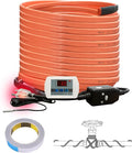 Cupohus Heat Tape for Water Pipes with Digital Display Thermostat 100FT, Freeze Protection Self-Regulating Heat Trace Cable for Metal, Plastic Home Pipes, Roof and RV, 110-120V