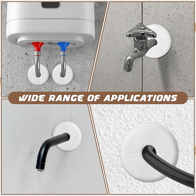 2 Pcs Wall Split Flange, ABS Round Self Adhesive Escutcheon Plate, 17mm Buckle Design Plumbing Cover Plates for Faucet, Bathroom, Kitchen, Toilet Decorative (White)