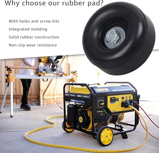 Heavy Duty Rubber Anti Vibration Foot 1 x 2.5 Inch 4-Pack Fits for Trailer Bumper Generators Pressure Washers air Compressors