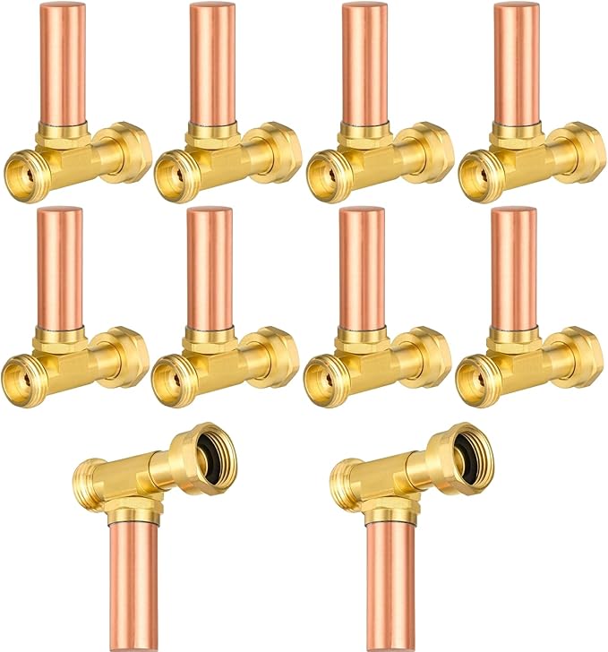 Water Hammer Arrestor,3/4 Inch Swivel FHT x 3/4 Inch MHT Copper Water Arrestor for Washing Machine Connection(10PACK, Straight Copper Arrestor)