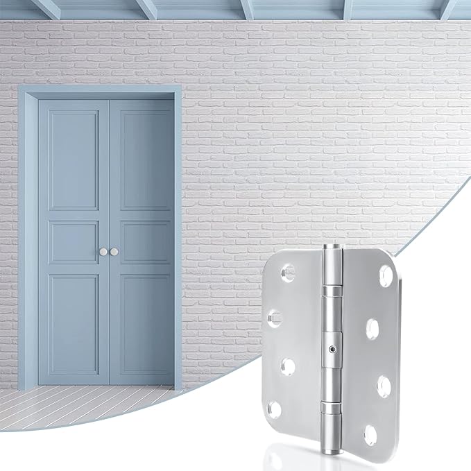 Hinges, 3 Pack Door Hinges Stainless Steel Hinges 4" Heavy Duty Hinge Ball Bearing Door Hinge with Rounded 5/8-Inch Radius Corners Thickness 3mm Hinges Heavy Duty Exterior Door Hinges