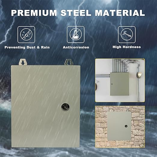 Waterproof Electrical Enclosure 20 x 16 x 8'', Outdoor Electrical Box Weatherproof, Electrical Junction Box with Reinforced Lock