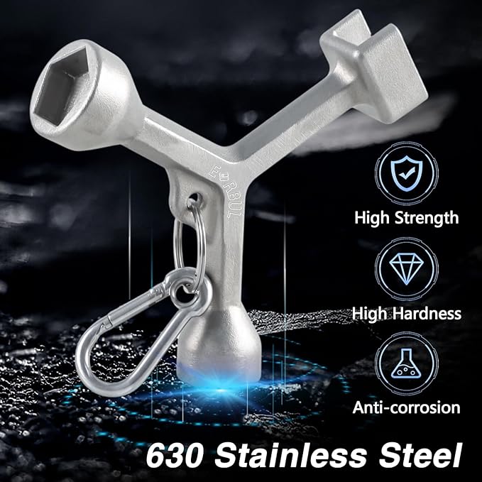 Meter Curb Box Key Wrench for Meter Pit Cover with Pentagon Nut Water Meter Valve Shut Off Tool Meter Box Covers Key Meter Pit Lids Key for Standard and Large Pentagon Bolts