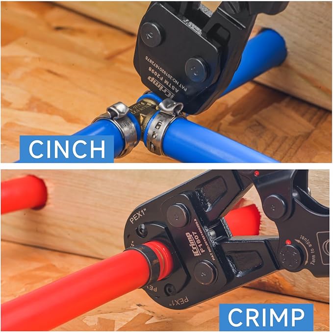 iCrimp PEX Crimping Tool Set for Copper Crimp Ring and PEX Cinch Clamp, Crimping and Removing PEX Crimp Fittings 1/2'', 3/4'', 1'', 7 Pieces