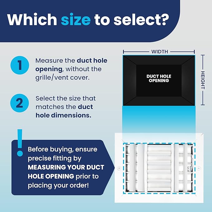 8x6 Inch (Duct Opening) Aluminum 3-Way Air Flow Vent – HVAC Vent Cover for Wall or Ceiling – Quiet HVAC Wall Register with Multi-Shutter Damper – Adjustable Curved Blade - Plastic Seal for Tight Fit
