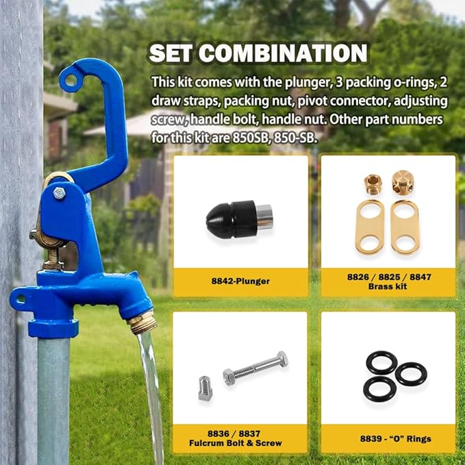 850 Sb Parts Kit Yard Water Hydrant Repair Kits 9401324 & 8842 Plunger fits for Simmons 800LF 800SB 4800LF 5800LF 6800LF Prevent Hydrant Leak Water Hydrant Repair Kit Replace for 850SB