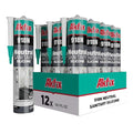 Akfix 918N White 100% Silicone Caulk for Kitchen and Bathroom (12x10.5 fl.oz.) - Solvent-Free, Low Odor, UV & Water Resistant, Fast Curing, Paintable, High Elasticity Silicone Sealant | White, 12 Pack