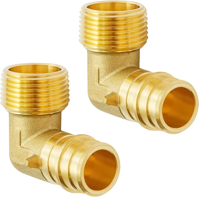 SUNGATOR 2-Pack PEX A Expasnion 3/4"x 3/4" Male NPT Elbow Threaded Adapter Brass Fitting, No Lead Brass, ASTM F1960 ONLY For Pex-A Tubing