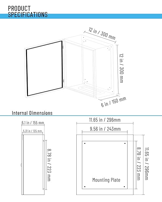 Waterproof Electrical Enclosure 12 x 12 x 6'', Outdoor Electrical Box Weatherproof, Electrical Junction Box with Reinforced Lock
