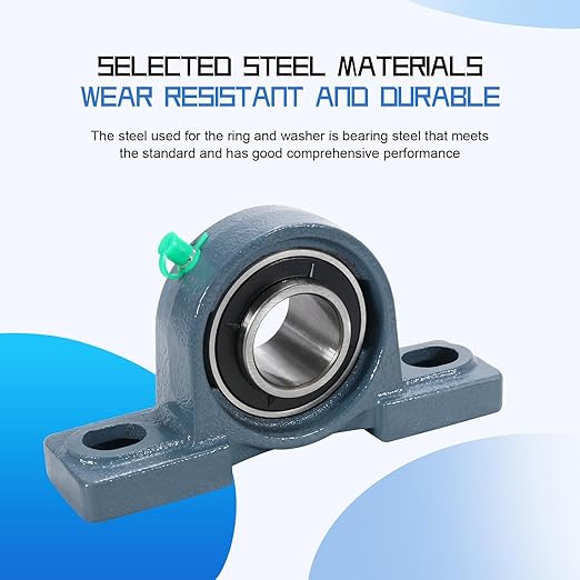2 Pack UCP207-20 Pillow Block Bearing, 1-1/4 inch Bore Pillow Block Mounted Ball Bearings, Solid Cast Iron Base, Self-Alignment, Heavy Duty