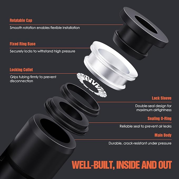 1/4"OD x 1/4"NPT Thread Push to Connect Fittings – Air Line Elbow Connectors, Quick Connect Pneumatic Fittings, Push Lock Air Hose Fittings for Compressor, Air Tools & Tubing (10 PCS)