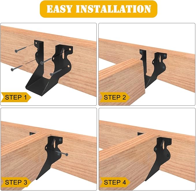 [20 Pack] 2x4 Joist Hanger, 18 Gauge LU24 Black Anti-Corrosion Coating Face Mount Joist Hangers, Wood Hurricane Ties, Rafters Tie(LU24,20pcs, Black)