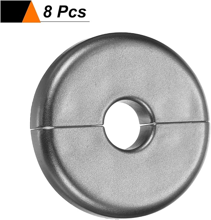 HARFINGTON 8pcs Wall Split Flange 11mm/0.4" Self-Adhesive Plumbing Cover Plates ABS Plastic Round Escutcheon Plate Buckle Design for Water Pipe Bathroom Kitchen Decoration, Gray