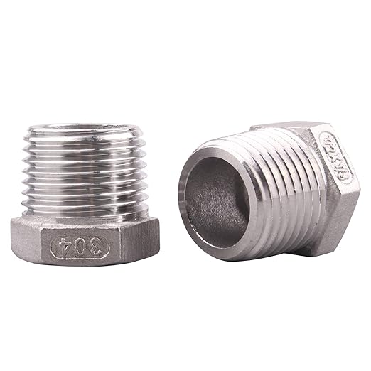 Stainless Steel Reducer Hex Flush Bushing, 1/2" NPT Male 1/8" NPT Female,Reducing Adapter Cast Pipe Fitting (pack of 2)
