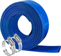 Eastrans 1-1/4'' x 50ft Blue PVC Lay-Flat Backwash Hose for Swimming Pools, Heavy Duty Discharge Hose Reinforced Pool Drain Hose, Weather Resistant Ideal for Water Transferring
