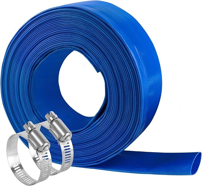 Eastrans 1 1/2 IN x 25 FT Pool Backwash Hose, Heavy Duty Flat Discharge Hose, Weather and Burst Resistant, Best Pool Hoses for Inground Pools, Pool Filter Hose & Pool Drain Hose