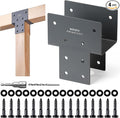 4 Pack Heavy Duty 4x4 (Actual 3.5"x3.5") Stainless Steel Post Caps Tie Bracket, Fit Connecting Wood Gazebo, Deck Patio Post and Wood Beams Bracket (Dark Ggray)