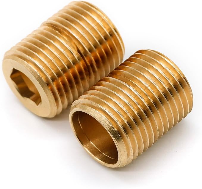 (2 pcs) Brass Pipe Adapter Plumbing, G Thread 1/2" Male to NPT Thread 1/2" Male Pipe Fitting Adapter, 1 inch Length, Seamless and Leakproof (1" Length)