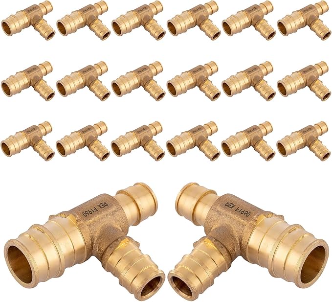 (20-Pack) Seelink 3/4" x 1/2" x 1/2" PEX-A Tee Expansion Fittings, for PEX Tubing Pipe Hose Fittings, ASTM F1960(PEX1960047-20Pack)