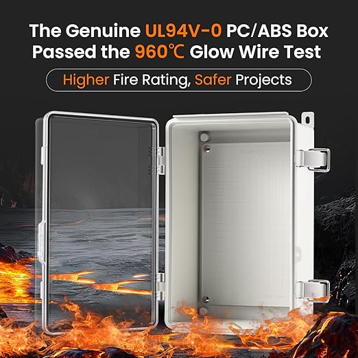 QILIPSU UL94-V0 Outdoor WiFi Enclosure Waterproof Router Junction Box, 11.4"x7.5"x5.5" Pro IP67 Electrical Network Enclosure, Clear Hinged Door Weatherproof for Solar Projects