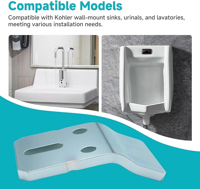 (4-Pack) 1224196 Parts Hook Kit, Compatible with Kohler Wall-Mount Sinks, Urinals, and Lavatories – Wall-Mounted Sink Hook Bracket, Stainless Steel Base Sink Support