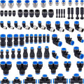 78 PCS Air Line Quick Connect Fittings 1/8" 1/4" 5/16" 3/8" 1/2" Quick Connect Air Hose Fittings Push Lock Fittings Quick Release Pneumatic Kit for Air Compressor Pneumatic System