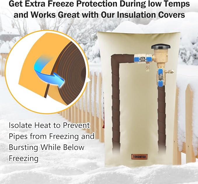 Pipe Insulation Tape, Outdoor Water Pipe Insulation Wrap, Foam Insulation Tape for Outdoor Pipes Winter Freeze Protection, Heat Tape for Water Pipes, Copper Pipes, PVC, AC Line, 2in x 15ft, Brown