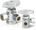 (Pack of 2) Seelink Multi-Turn Dual Outlet Angle Stop Valve, 1/2" Fip Iron Pipe Inlet x (3/8 inch x 3/8 inch) Compression Outlets, Chrome Plated Brass(VALVE189)