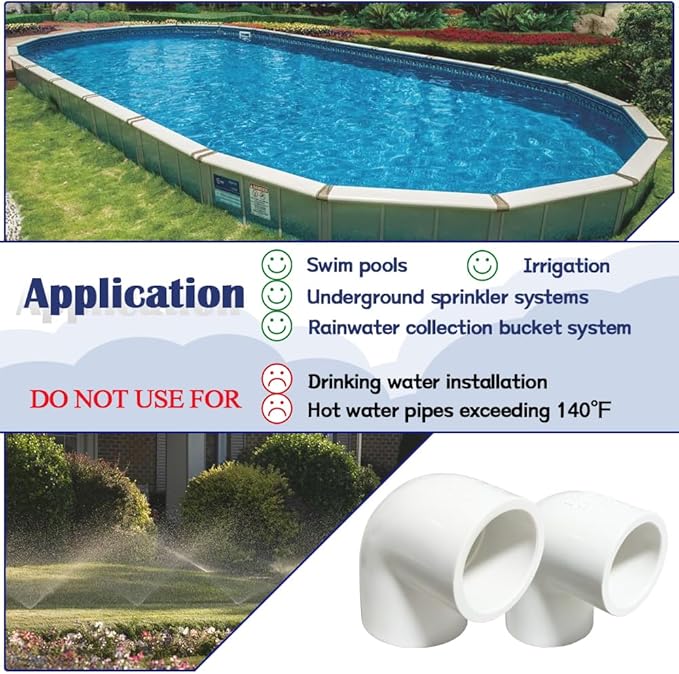 8PCS 3/4 Inch White PVC Pipe Corner Fittings 90 Degree Elbow Adapter Pipe Coupling Connectors for Sprinkler, Drip Irrigation System HE051-3/4
