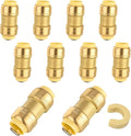 10-Pack Niikappu Push Fit Fittings, 1 Inch x 1 Inch Brass Plumbing Fittings to Connect PEX, Copper, CPVC, Brass Straight Coupling With Disconnect Clip