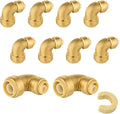 (Pack of 10) Niikappu 3/4 Inch x 1/2 Inch Reducing Elbow Brass Fitting, Push to Connect Plumbing Brass Fittings, PEX, Copper, CPVC, PE-RT Pipes