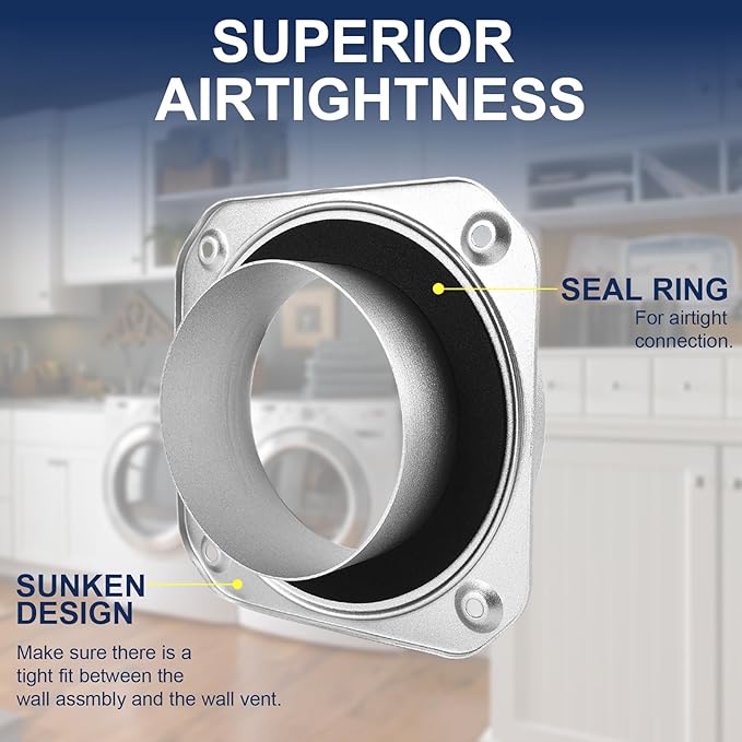 Magnetic Dryer Vent Coupling Kit, Quick Connect Aluminium Alloy DV180 Wall Adapter Self-Alignment Design Dryer Vent Connector Airtight Seal Dryer Vent Hose Including 3.3Ft 4" Foil Duct & 2 Clamps
