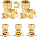 5-Pack Niikappu Push fit Drop Ear Elbow, 3/4 Inch x 3/4 Inch Female NPT Drop-ear Elbow Brass Push Fittings for PEX, Copper, CPVC, PE-RT Pipes, with Disconnect Clip