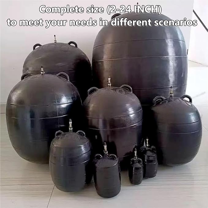 Test-Ball Pipeline Plugging Air Bag,Sewer Test Plug，Water Shut Off Airbag, Rubber Plumbing Balloon，Inflatable Pipe Test Plug，Used for Drainage Pipe, Sewage Pipe Temporary Water Blocking (24 Inchs)