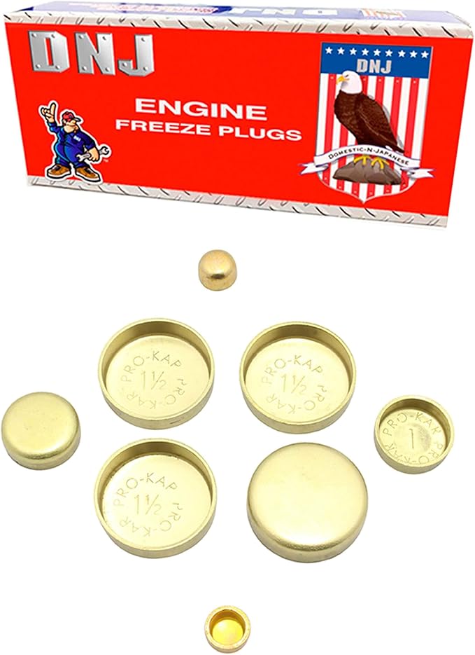 DNJ FPS140 Brass Freeze Plug Set for 1998-2010 Chrysler, Dodge 300, Avenger, Charger 2.7L V6 24V DOHC 2736cc
