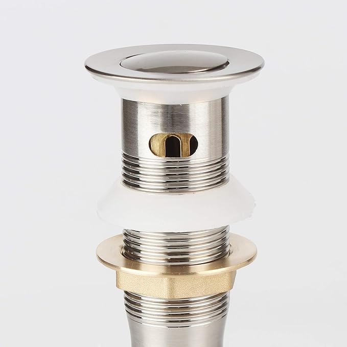 Bathroom Faucet Vessel Detachable Basket Pop Up Sink Drain, Brushed Nickel with Overflow