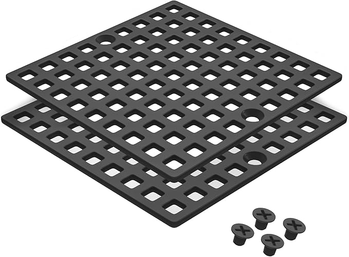 2PC 3-7/8" Matte Black Shower Drain Cover - Square Floor Drain Cover Replacement - Hair Catcher/Drain Strainer for Bathrooms, Showers, and Sinks - SUS304 Stainless Steel & CUPC Certified