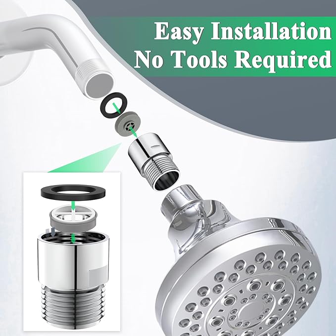 YDmeet 5 Pcs Shower Flow Reducer Limiter Set, 1/2 Inch Flow Restrictor Control Valve for Fixed Handheld and Shower Head 1.5/1.8/2.0/2.5/3.2 GPM