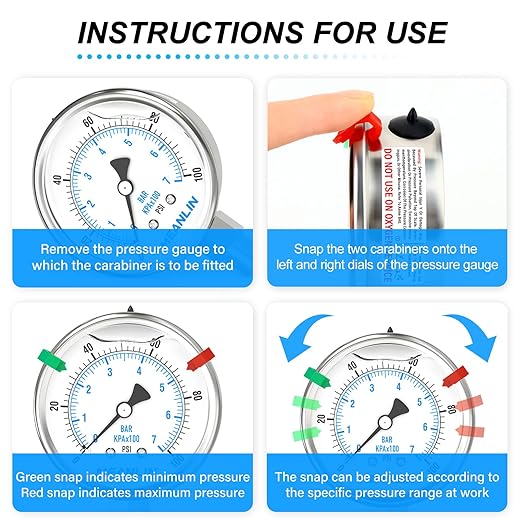 MEANLIN MEASURE 0~100Psi Stainless Steel Liquid Filled Pressure Gauge 2.5" FACE DIAL 1/4" NPT for Well Pump Tire Water Pressure Tester Lower Mount with Stainless Steel Hex Bushing and Snaps
