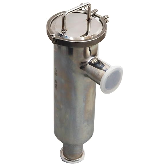 TECHTONGDA Water Filter Strainer L-Type 304 Stainless Steel 2inch Inlet Outlet 100 Mesh Quick Tri Clamp 17.7inch Length