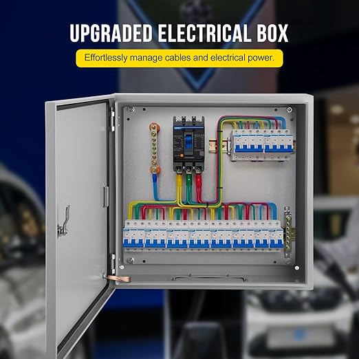 Garvee Outdoor Electrical Box, 24x24x12 Steel Junction Box, NEMA 4X Electrical Enclosure Box IP66 Waterproof & Dustproof, Universal Electrical Project Box with Lock & Mounting Plate
